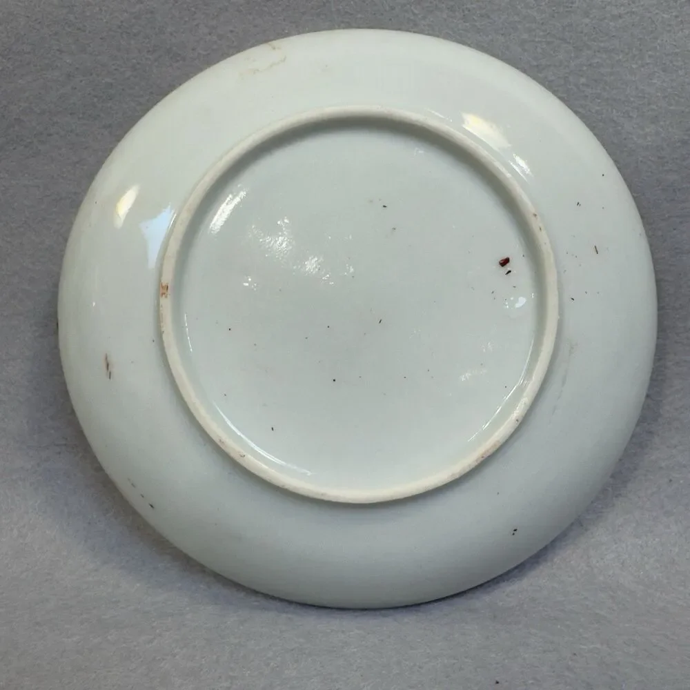 Vintage Japanese Eggshell Porcelain Geisha Pagoda Tea Cup Saucer Orange Red
